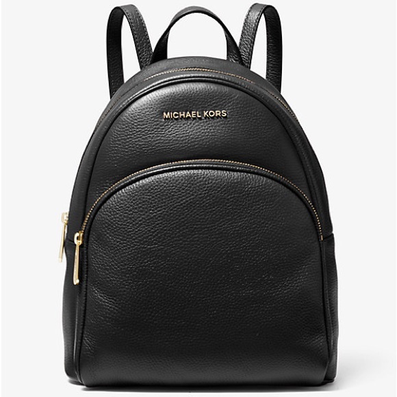 Michael Kors Abbey Medium Pebbled Leather Backpack Black - Picture 1 of 7